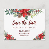 Winter rustieke botanische bruiloft save the date aankondigingskaart (Voorkant)