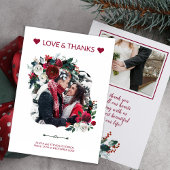 Winter rustieke Bourgondische Rozen bruiloft dank  Kaart