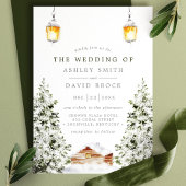 Winter Rustieke Cabin Snow Pine Wedding Kaart