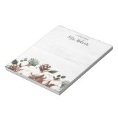 Winter rustieke dennen kegel katoen leraar notitieblok (Linkerzijde)