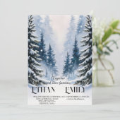 Winter rustieke dennenbomen botanische bruiloft ui kaart (Staand voorkant)