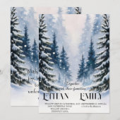 Winter rustieke dennenbomen botanische bruiloft ui kaart (Voorkant / Achterkant)