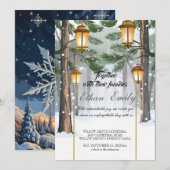 Winter rustieke dennenbomen botanische bruiloft ui kaart (Voorkant / Achterkant)