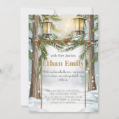 Winter rustieke dennenbomen botanische bruiloft ui kaart (Voorkant)