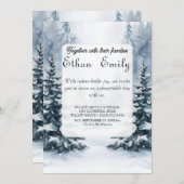 Winter rustieke dennenbomen botanische bruiloft ui kaart (Voorkant / Achterkant)