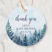 Winter rustieke dennenboom bos Baby shower Bedankjes Labels (Achterkant)