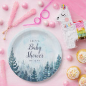 Winter rustieke dennenboom bos Baby shower Papieren Bordje (Feest)