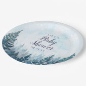 Winter rustieke dennenboom bos Baby shower Papieren Bordje (Gekanteld)