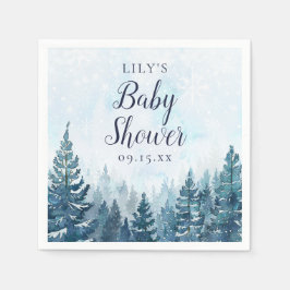 Winter rustieke dennenboom bos Baby shower Servet