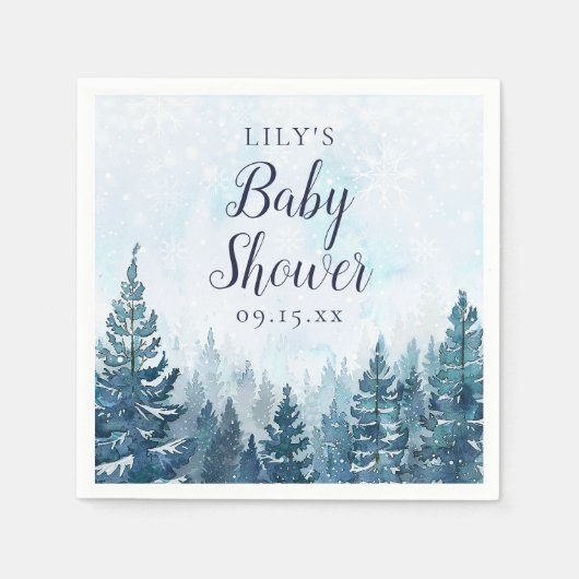 Winter rustieke dennenboom bos Baby shower Servet (Voorkant)