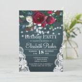 Winter rustieke elegante rode pioenen verjaardagsf kaart (Staand voorkant)