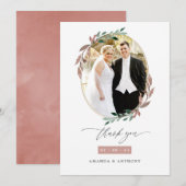 Winter rustieke groen bruiloft foto bedankkaart (Voorkant / Achterkant)