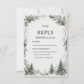 Winter Rustieke Groene Kunst RSVP Kaartje (Voorkant)
