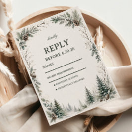 Winter Rustieke Groene Kunst RSVP Kaartje