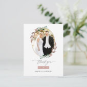 Winter Rustieke Groene Trouwfoto Dankjewel Briefkaart (Staand voorkant)