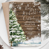 Winter rustieke hout Evergreen Trees Baby shower Kaart
