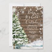 Winter rustieke hout Evergreen Trees Baby shower Kaart (Voorkant)
