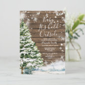 Winter rustieke hout Evergreen Trees Baby shower Kaart (Staand voorkant)
