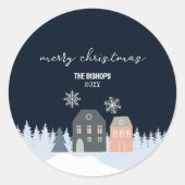 Winter rustieke kerst ronde sticker (Voorkant)