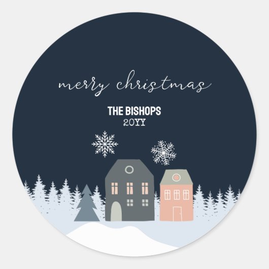 Winter rustieke kerst ronde sticker (Voorkant)
