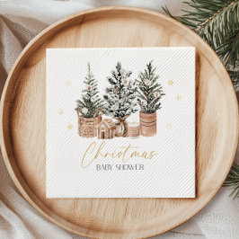 Winter Rustieke Kerstbomen Baby Shower Servet
