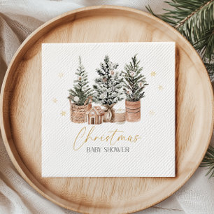 Winter Rustieke Kerstbomen Baby Shower Servet