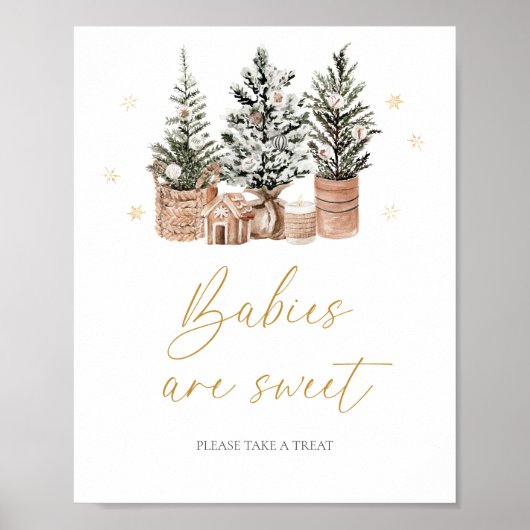Winter Rustieke kerstbomen Baby's zijn zoet Poster (Voorkant)