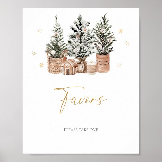 Winter rustieke kerstbomen gunsten poster (Voorkant)