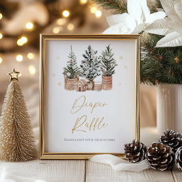 Winter Rustieke Kerstbomen Luier Raffle Poster