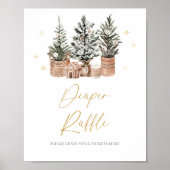 Winter Rustieke Kerstbomen Luier Raffle Poster (Voorkant)