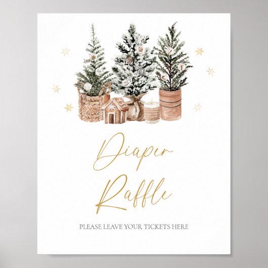 Winter Rustieke Kerstbomen Luier Raffle Poster (Voorkant)