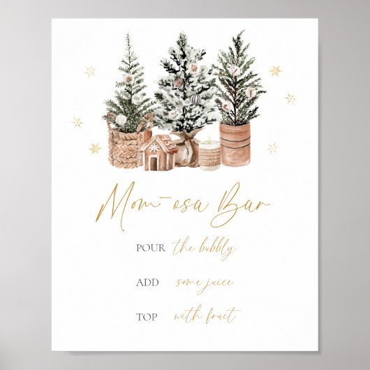 Winter Rustieke Kerstbomen Momosa Bar Poster (Voorkant)