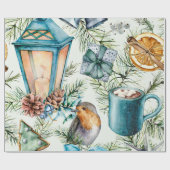 Winter Rustieke Kerstvakantie Natuur Geïnspireerd Cadeaupapier (Vlak)