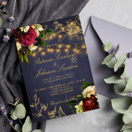 Winter rustieke lichten bloemenmarine bordeaux bru kaart