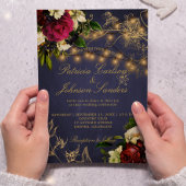 Winter rustieke lichten bloemenmarine bordeaux bru kaart