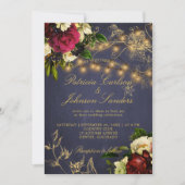 Winter rustieke lichten bloemenmarine bordeaux bru kaart (Voorkant)