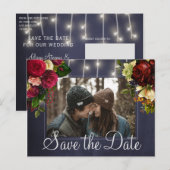 Winter rustieke lichten trouwfoto opslaan van de d aankondigingskaart (Voorkant / Achterkant)