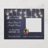 Winter rustieke lichten trouwfoto opslaan van de d aankondigingskaart (Achterkant)