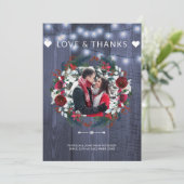 Winter rustieke marine bordeaux bruiloft dank u kaart (Staand voorkant)