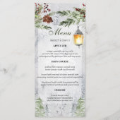 Winter rustieke Pine lantaarn bruiloft Menu (Voorkant)