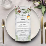 Winter rustieke Pine lantaarn bruiloft Menu<br><div class="desc">Verbeter uw winterbruiloft decor met deze "Winter Rustic Pine Lantern Wedding Menu." Dit menu is ontworpen om de essentie van een besneeuwde, rustieke omgeving vast te leggen en beschikt over elegante dennentakken en een charmante lantaarn, die een warme, uitnodigende gloed naar uw tafelinstellingen brengt. Elke cursus is prachtig geschetst tegen...</div>