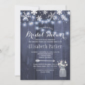 Winter rustieke string lichten sneeuw vrijgezellen kaart (Voorkant)