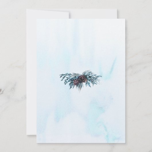 Winter rustieke Waterverf dennenboom bos bruiloft Kaart (Achterkant)