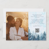 Winter rustieke Waterverf dennenbos Foto QR Code Save The Date (Achterkant)