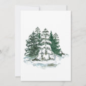 Winter Rustieke Waterverf Groene Pijnbomen bruilof Kaart (Achterkant)
