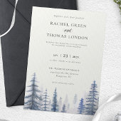 Winter Rustieke Waterverf Pijnbomen bruiloft Kaart