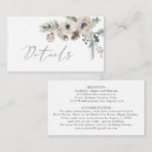 Winter rustieke witte dennenbos bruiloft details informatiekaartje (Voorkant / Achterkant)