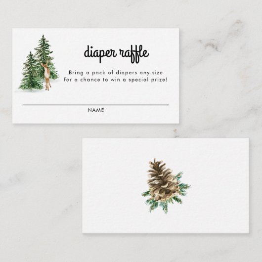 Winter Rustisch Baby shower Diaper Raffle Kaarten (Voorkant / Achterkant)