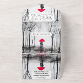 Winter Rustisch Hood Couple Birch Land All In One Uitnodiging (Buitenkant)