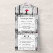 Winter Rustisch Hood Couple Birch Land All In One Uitnodiging (Binnen)